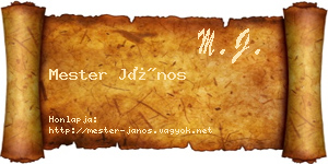 Mester János névjegykártya